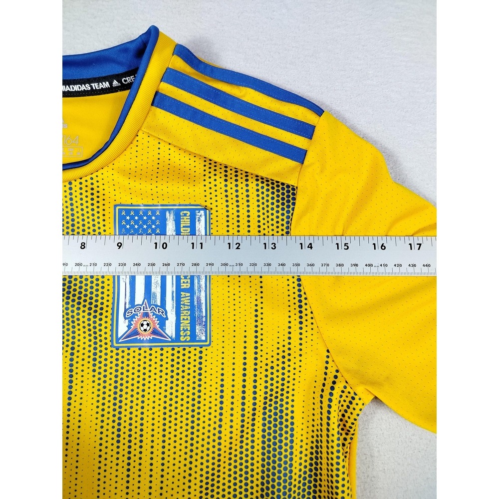 Adidas Shirt Youth 13-14Y Yellow Cancer Awareness Soccer Jersey 3 AEROREADY - Picture 11 of 13